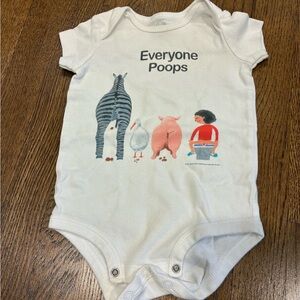 Everyone Poops 12M white onesie